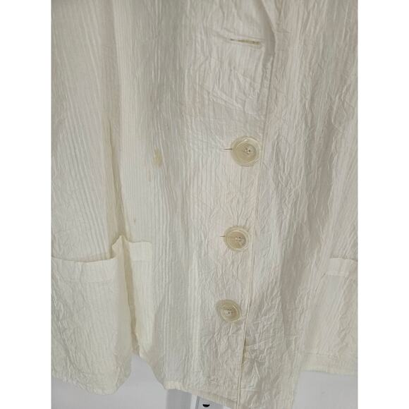 Blanque Women's White Striped 3/4 Sleeve Three-Button Blazer Size 1X - Picture 3 of 5